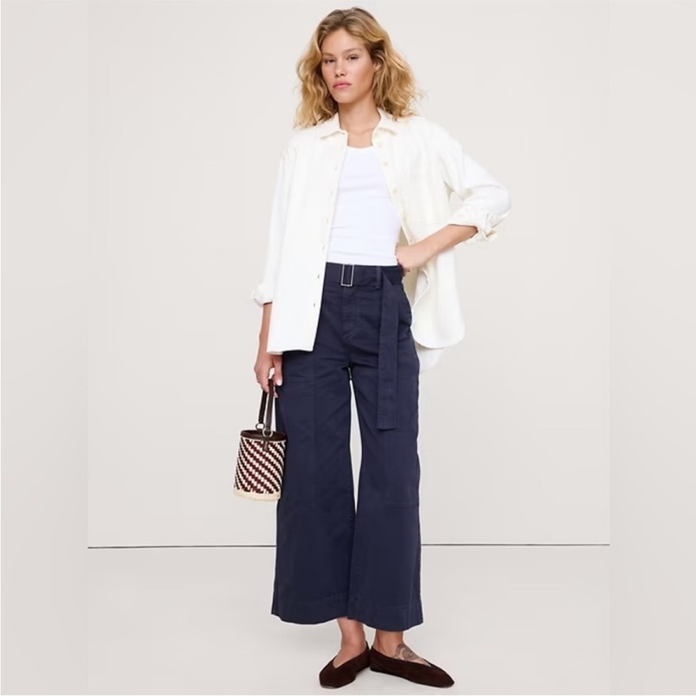 NWT! Banana Republic High-Rise Wide-Leg Utility Crop Pant - 10 LONG 🖤